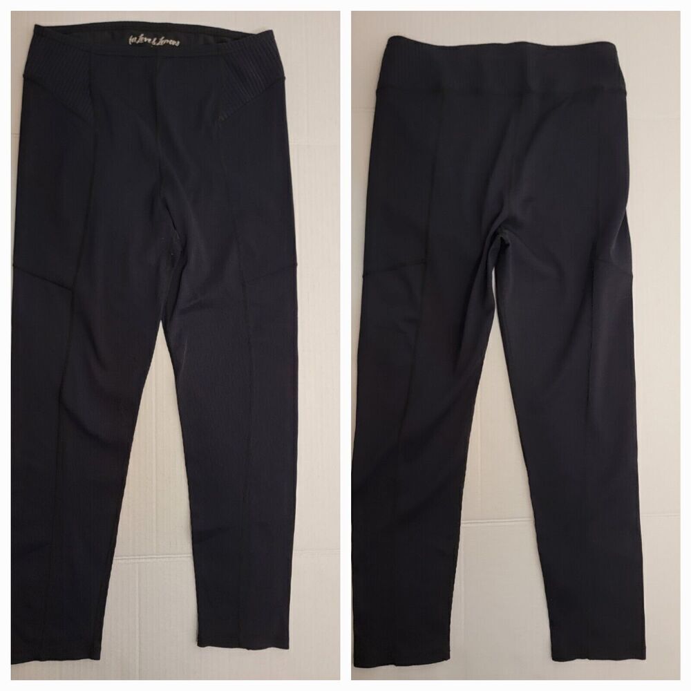 For Love & Lemons Ella Leggings Women's XL Ribbed Black Yoga Athleisure Black
